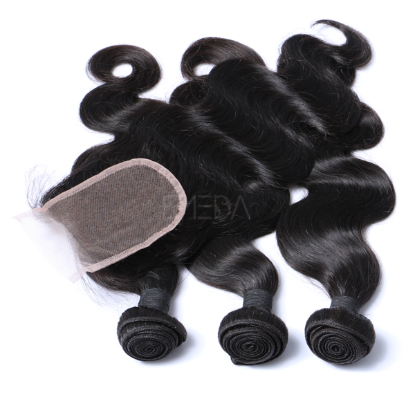 4x4 lace closure with virgin human hair bundles CX076